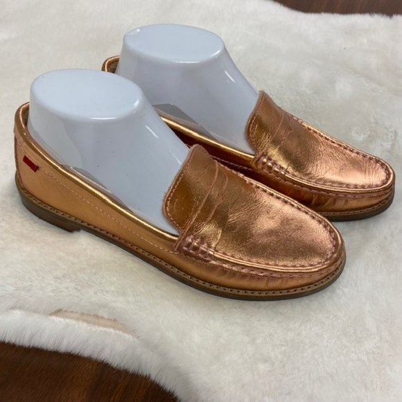 Marc Joseph Rose Gold‎ Metallic East Village Penny Loafers, sz 4.5 Y / 6 Women's - Picture 1 of 16